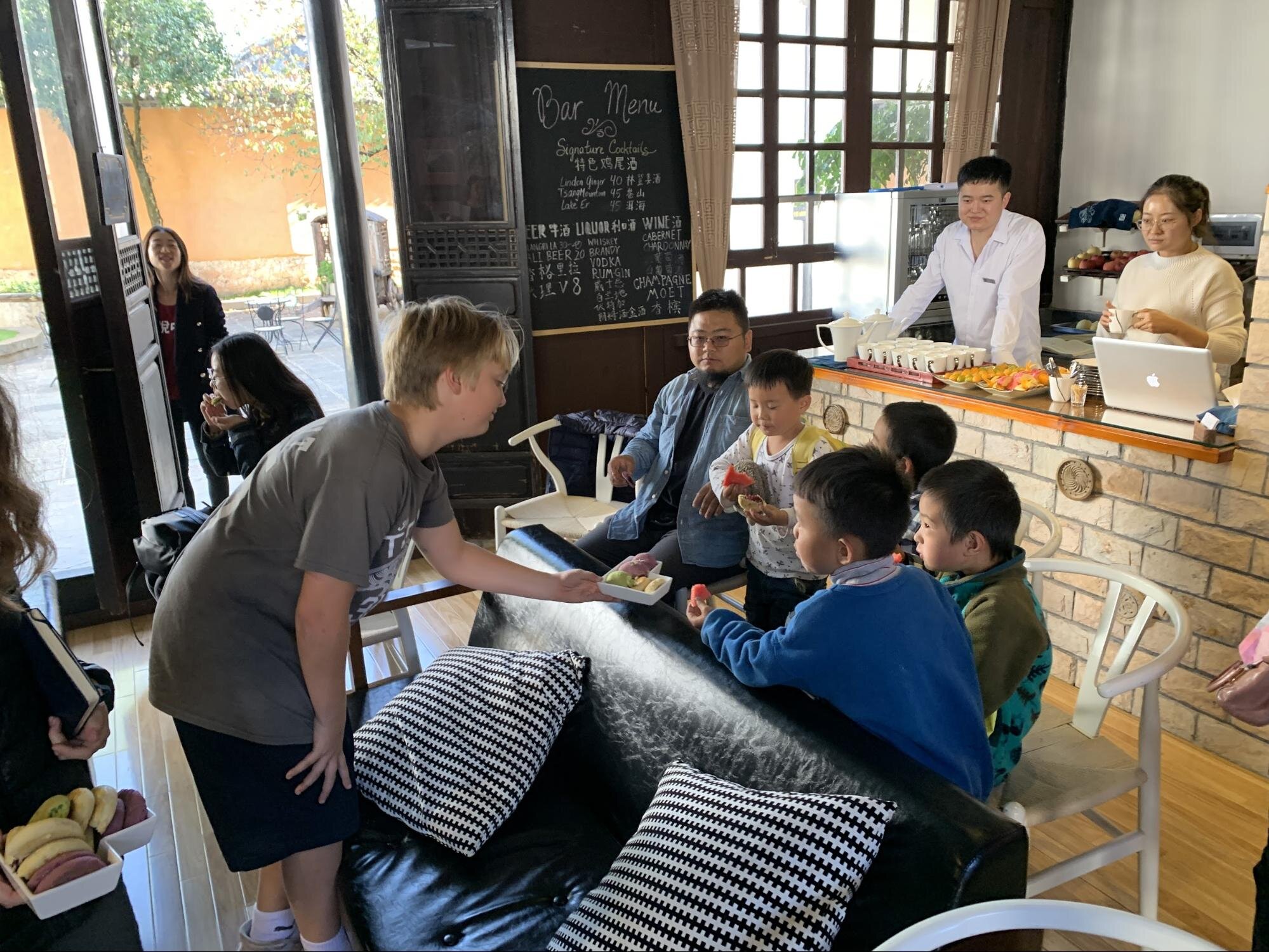 Serving some of our guests before the stories began.